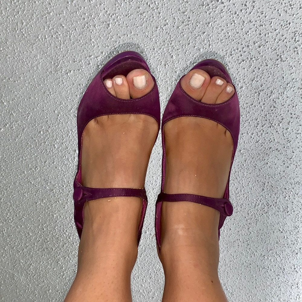 Mary Jane purple peep toe heels